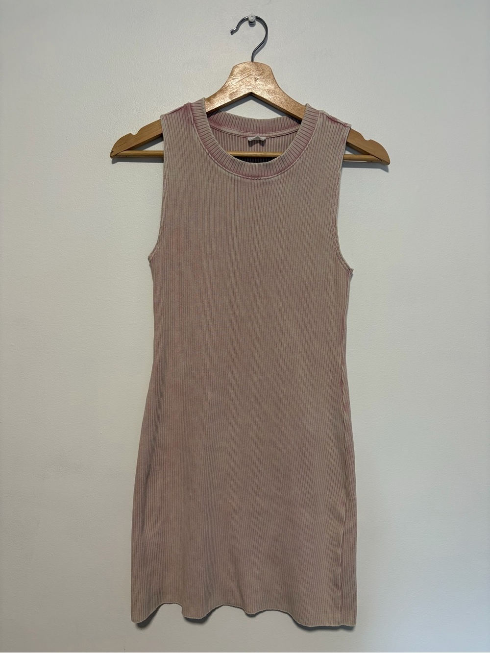 Aritzia Wilfred Free Light Pink Ribbed Dunes Mini Dress Women’s Size Small - Picture 2 of 6